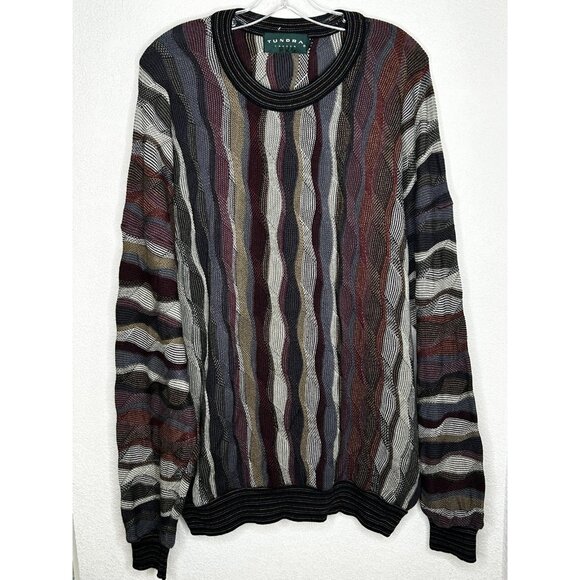 Tundra Sweater Mens 2XL Multicolor 3D Knit Crewneck Textured Pullover Canada - Picture 1 of 12